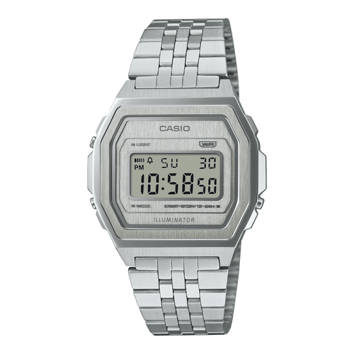 Casio Vintage A1000A-7 full metal silver digital watch