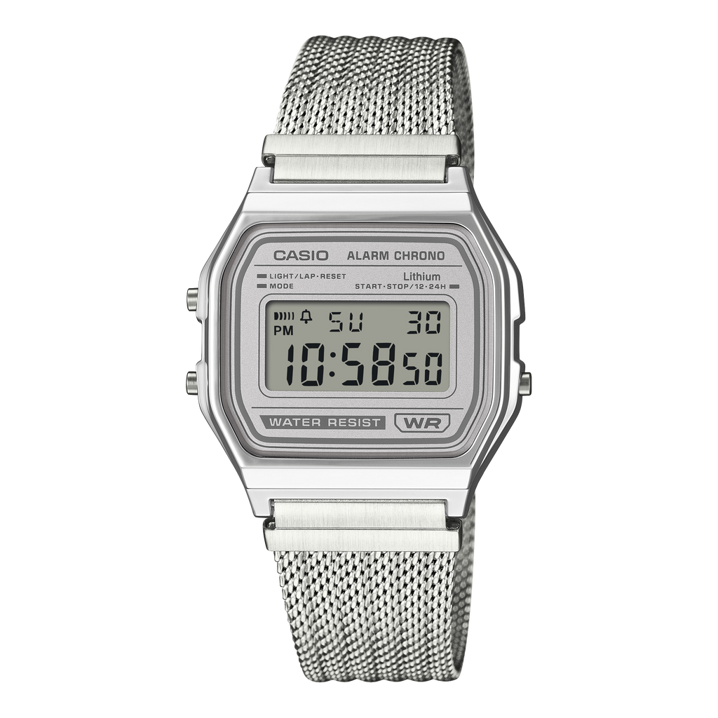 Casio Vintage A158WEM-7 mesh band digital watch
