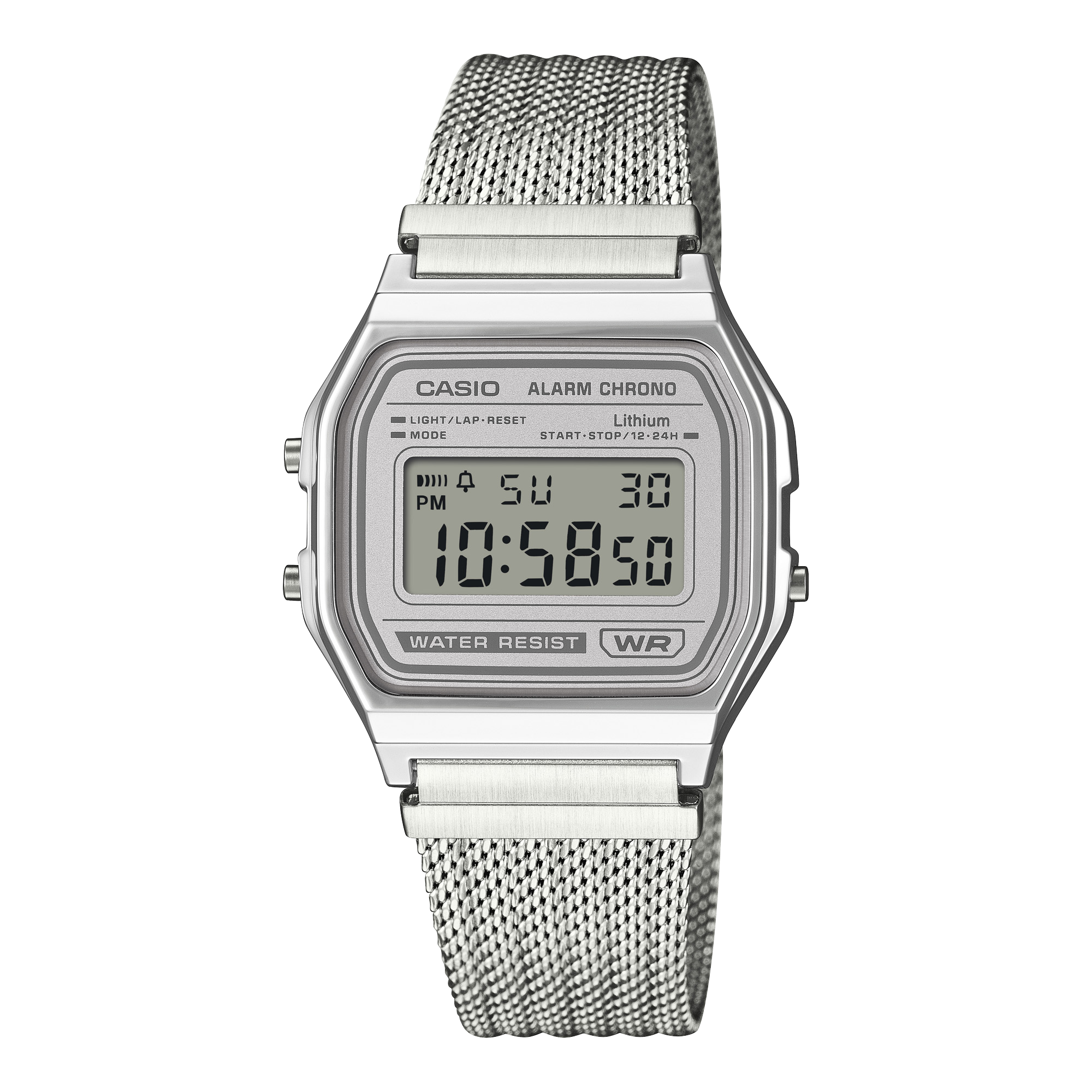 Casio Vintage A158WEM-7 mesh band digital watch