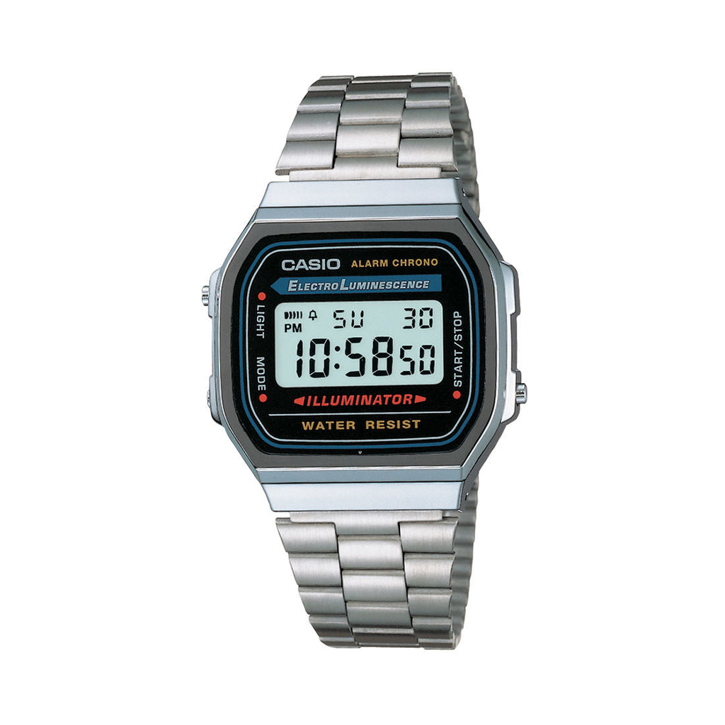 Casio Vintage A168WA-1W silver digital watch