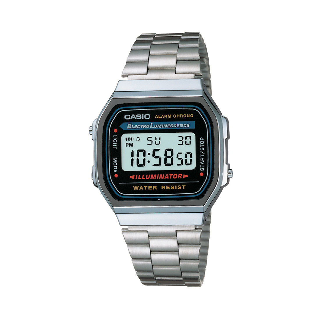 Casio Vintage A168WA-1W silver digital watch