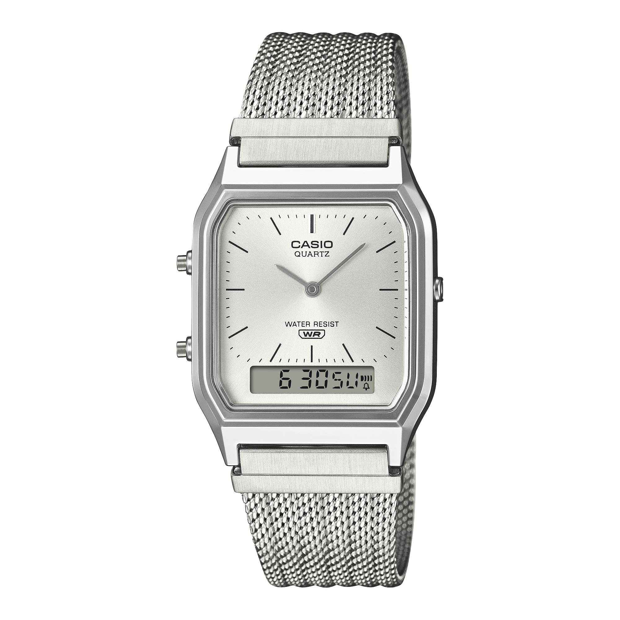 Casio Vintage AQ-230EM-7A silver analog-digital watch
